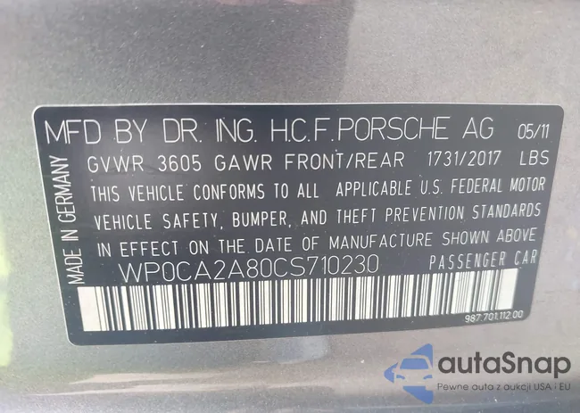 WP0CA2A80CS710230: 42964607