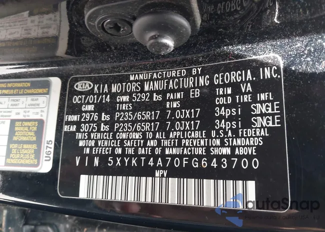 5XYKT4A70FG643700: 42964068