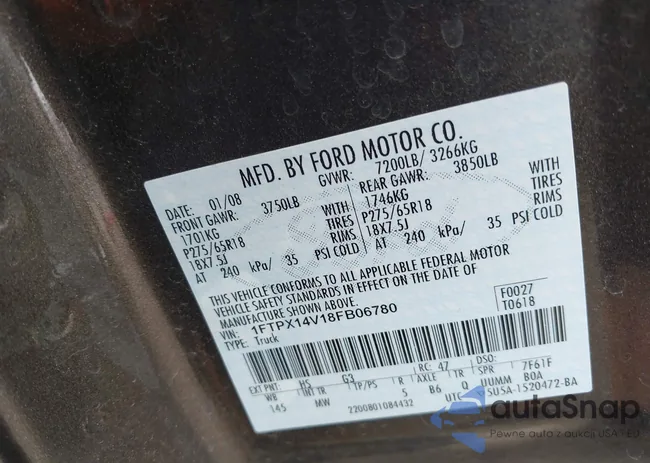 1FTPX14V18FB06780: 42965388