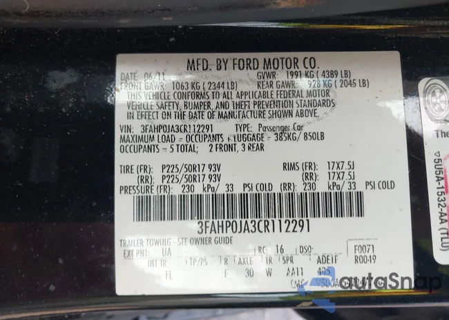 3FAHP0JA3CR112291: 42965425