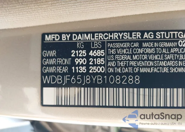 WDBJF65J8YB108288: 42965500