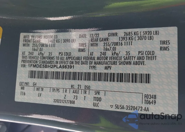 1FMDE5BH2PLA98391: 42965708