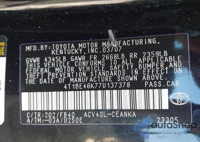 4T1BE46K77U137378: 42965722