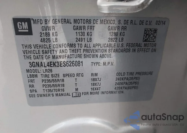 3GNAL4EK3ES626081: 42965018