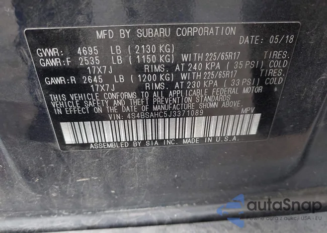 4S4BSAHC5J3371089: 42965025