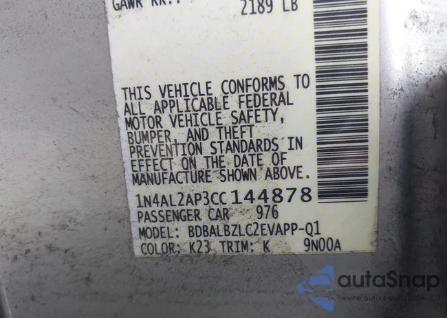 1N4AL2AP3CC144878: 42965063