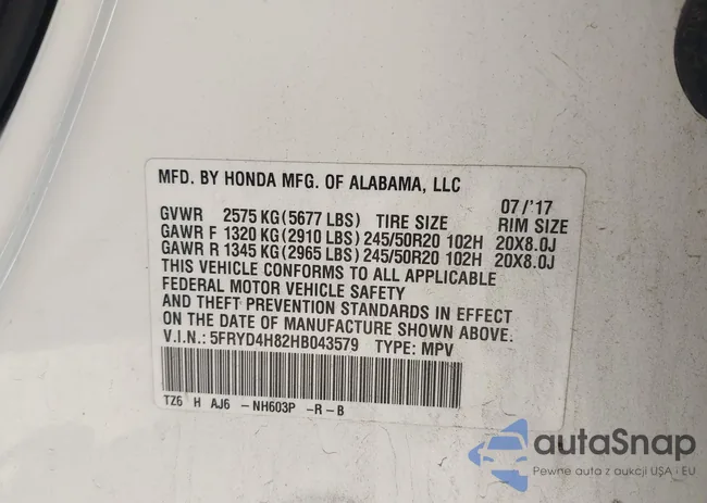 5FRYD4H82HB043579: 42966510