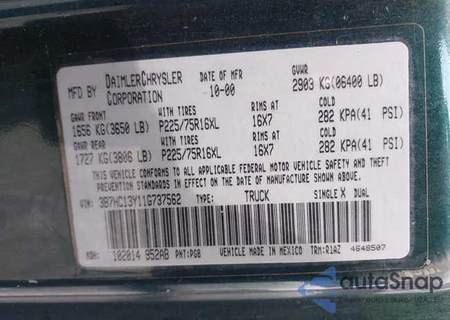 3B7HC13Y11G737562: 42966767