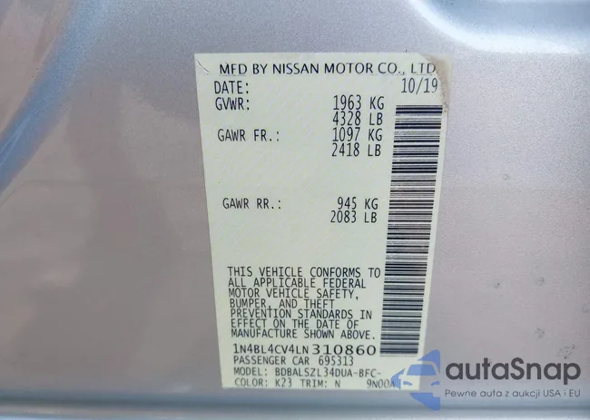 1N4BL4CV4LN310860: 42966103