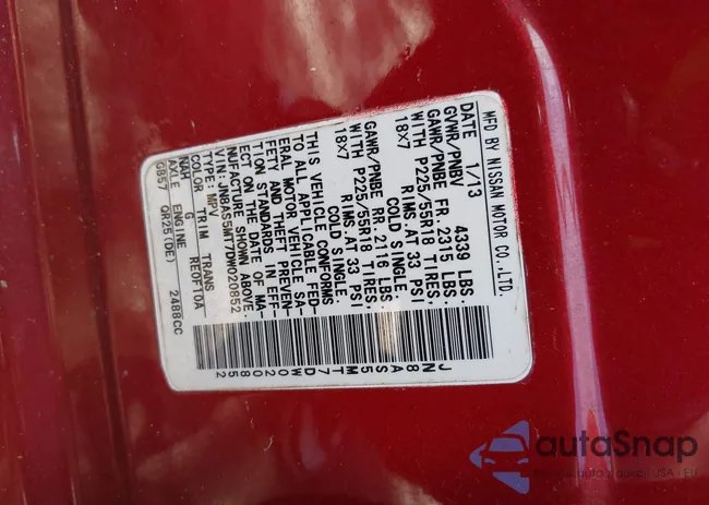 JN8AS5MT7DW020852: 42966116