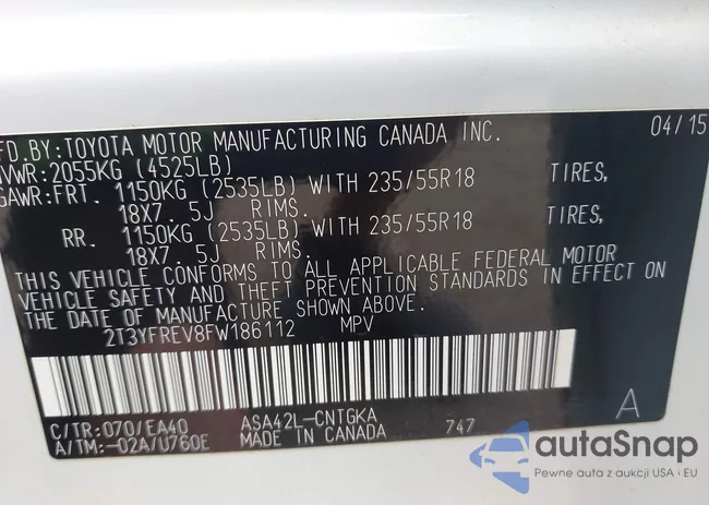 2T3YFREV8FW186112: 42966259