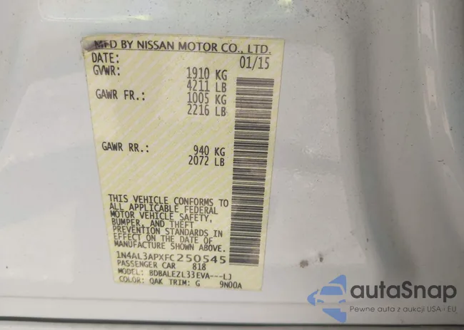 1N4AL3APXFC250545: 42967491