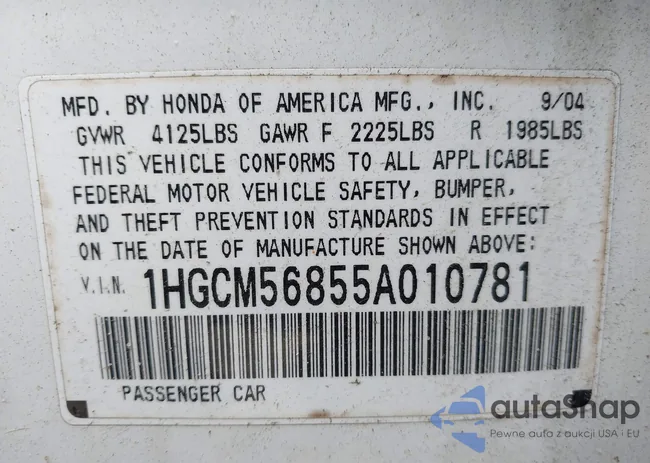 1HGCM56855A010781: 42967496