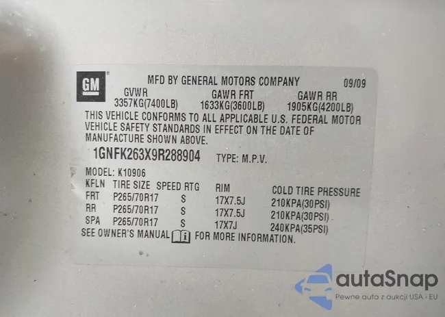 1GNFK263X9R288904: 42967537