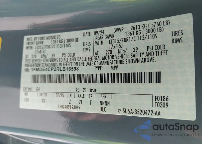 1FMDE4CP2RLB16598: 42967685