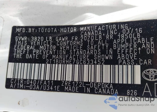 2T1BURHE7GC633452: 42967784