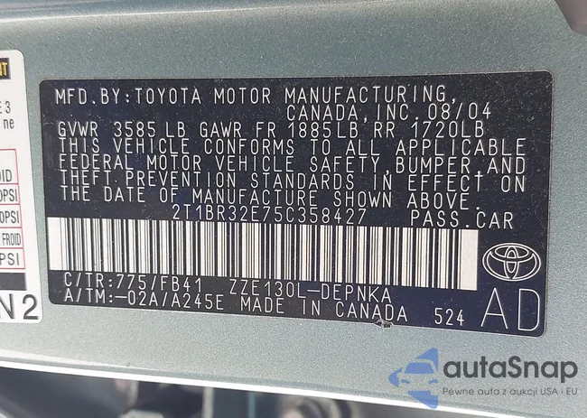 2T1BR32E75C358427: 42967202