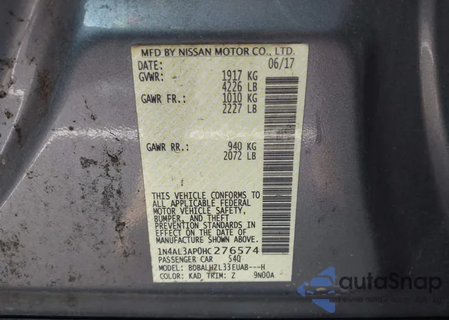 1N4AL3AP0HC276574: 42968519