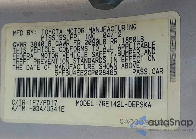 5YFBU4EE2CP028465: 42968721