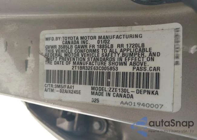 2T1BR32E63C005853: 42968001