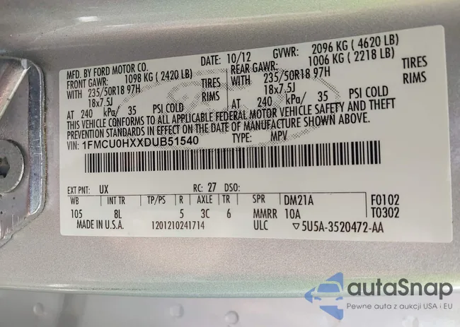 1FMCU0HXXDUB51540: 42968045