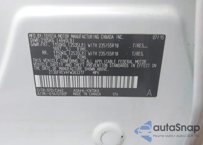 2T3DFREV4FW363317: 42968162