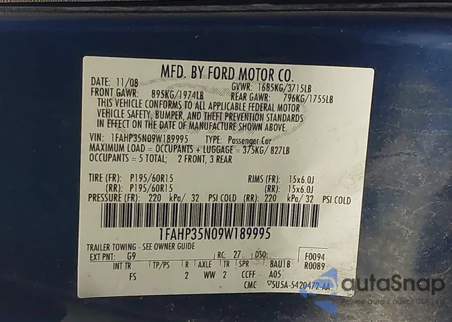 1FAHP35N09W189995: 42968193