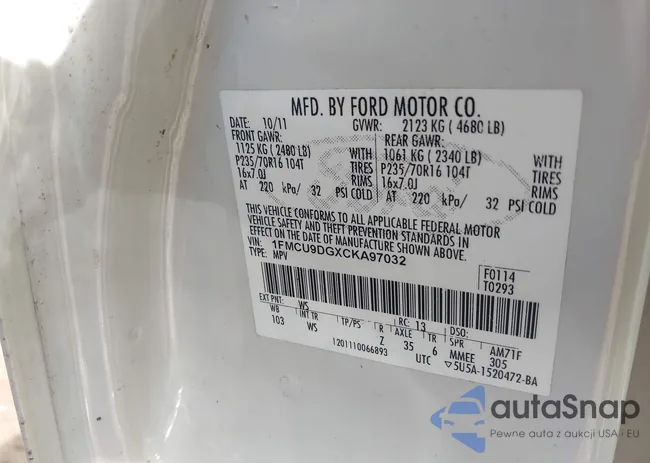 1FMCU9DGXCKA97032: 42968220