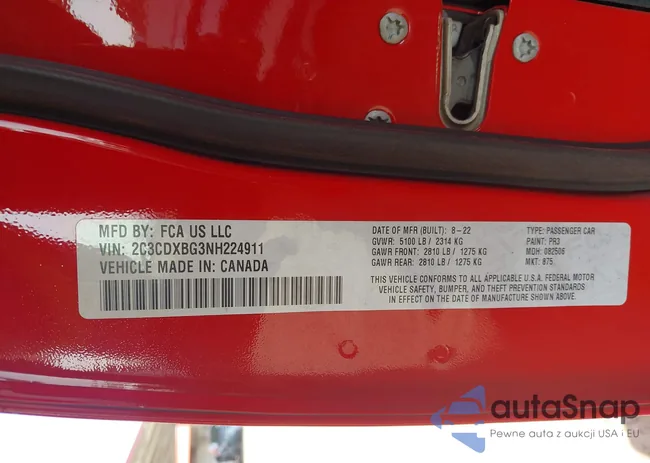 2C3CDXBG3NH224911: 42968330