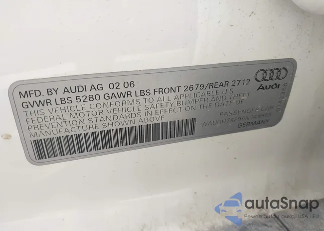 WAUDH74F96N149999: 42969540