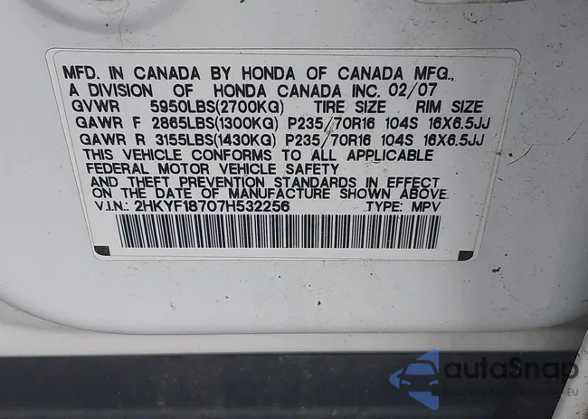 2HKYF18707H532256: 42969660