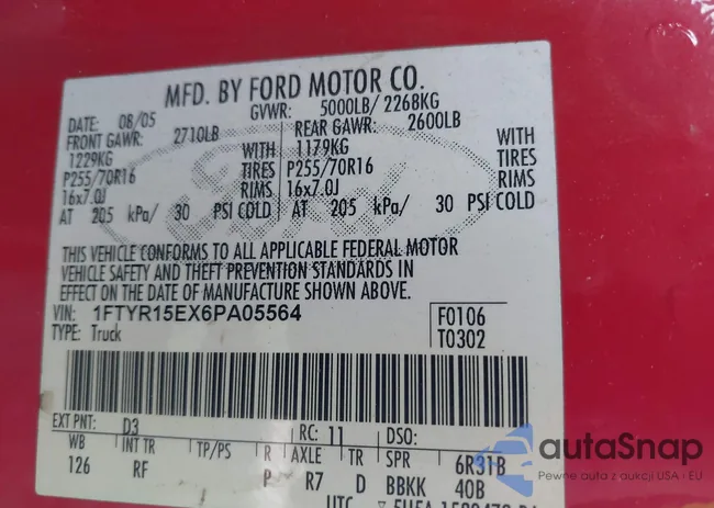 1FTYR15EX6PA05564: 42969829