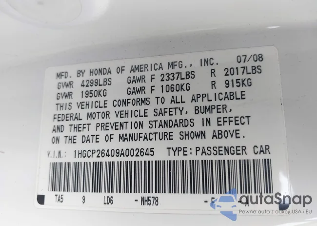 1HGCP26409A002645: 42969876