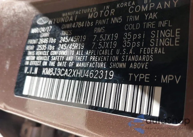 KM8J3CA2XHU462319: 42969908