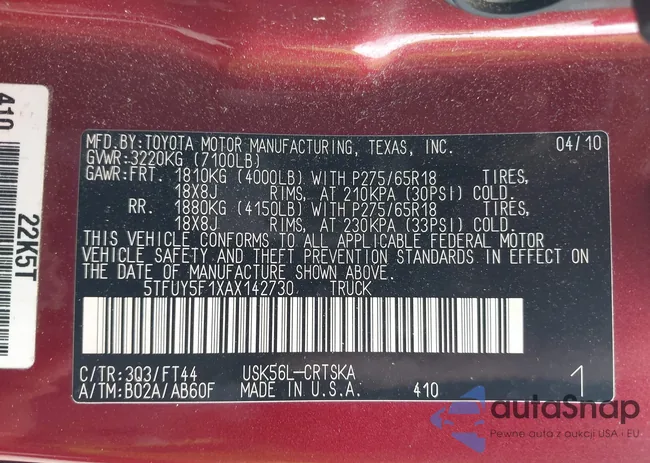 5TFUY5F1XAX142730: 42969966