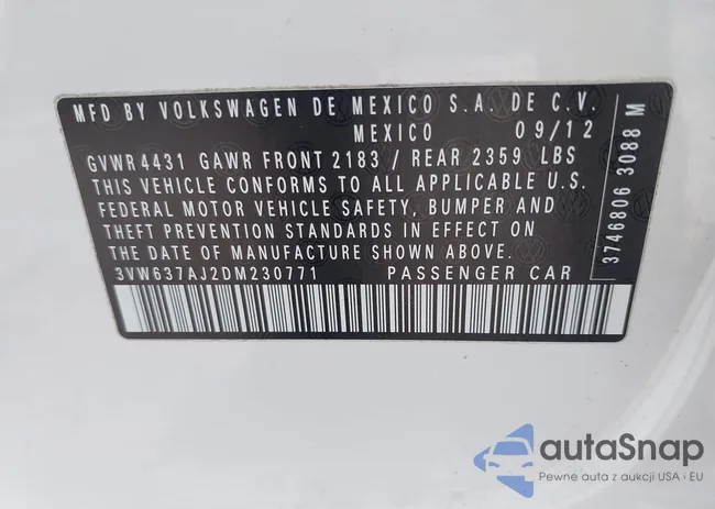 3VW637AJ2DM230771: 42969255