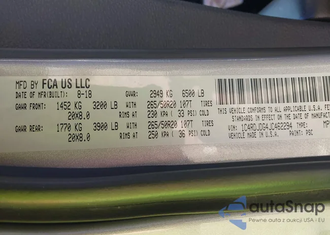 1C4RDJDG4JC462294: 42970598