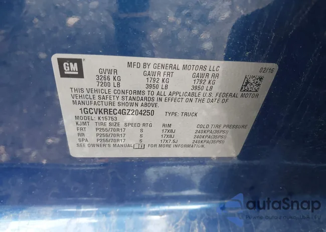 1GCVKREC4GZ204250: 42970705