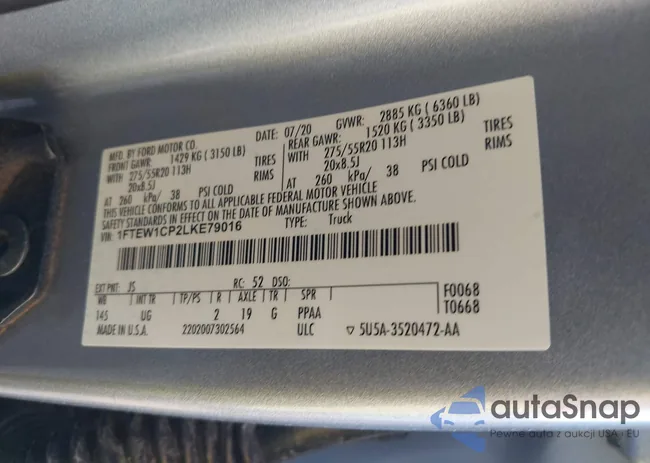 1FTEW1CP2LKE79016: 42970718