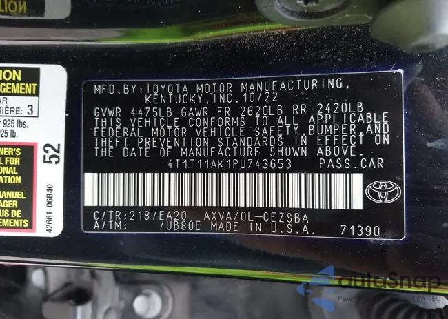 4T1T11AK1PU743653: 42970872