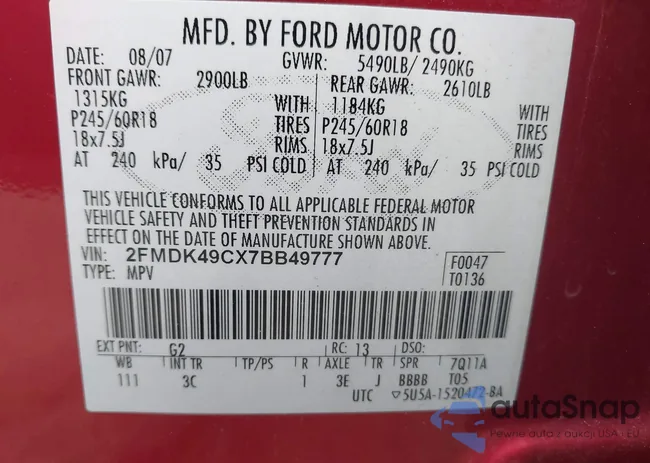 2FMDK49CX7BB49777: 42970967