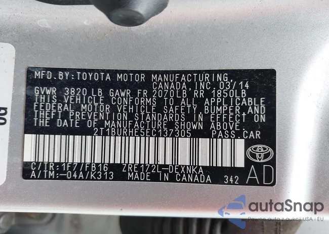 2T1BURHE5EC137305: 42969993