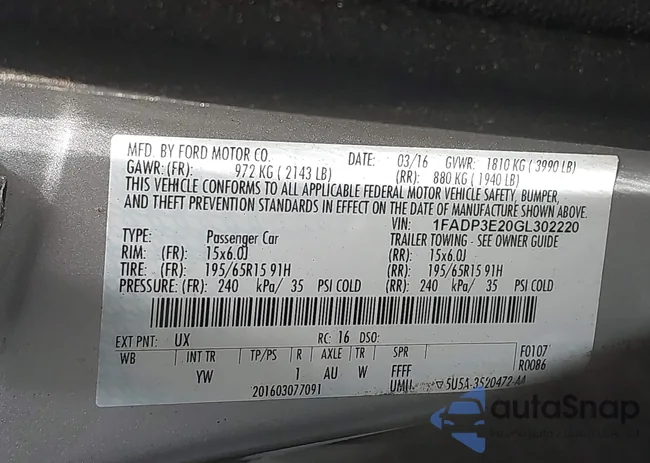 1FADP3E20GL302220: 42970005