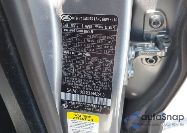 SALVP2BG3EH942293: 42970041