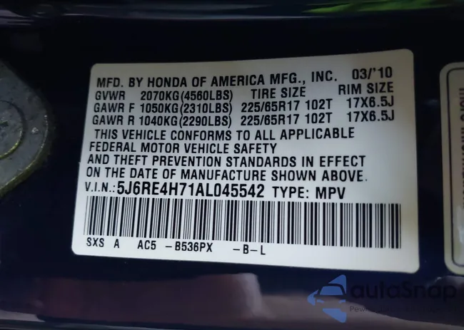 5J6RE4H71AL045542: 42970100