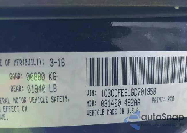 1C3CDFEB1GD701958: 42970357