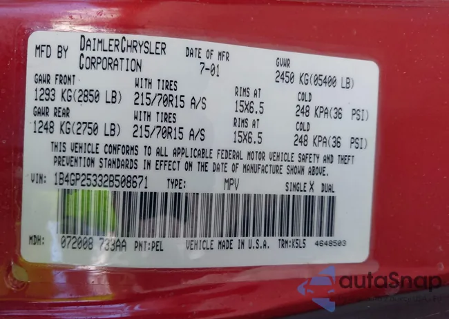 1B4GP25332B508671: 42971405