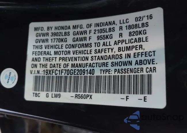 19XFC1F70GE209140: 42971414