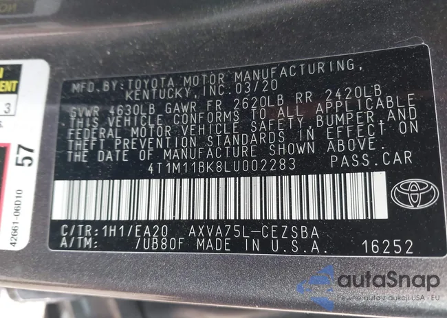 4T1M11BK8LU002283: 42971449