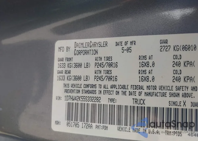 1D7HW42K55S332282: 42971550